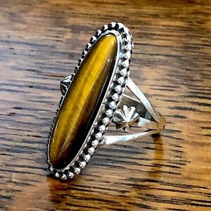 $78 Navajo Running Bear Estate Ring Sterling Silver  Size 10 Marked RB Sterling